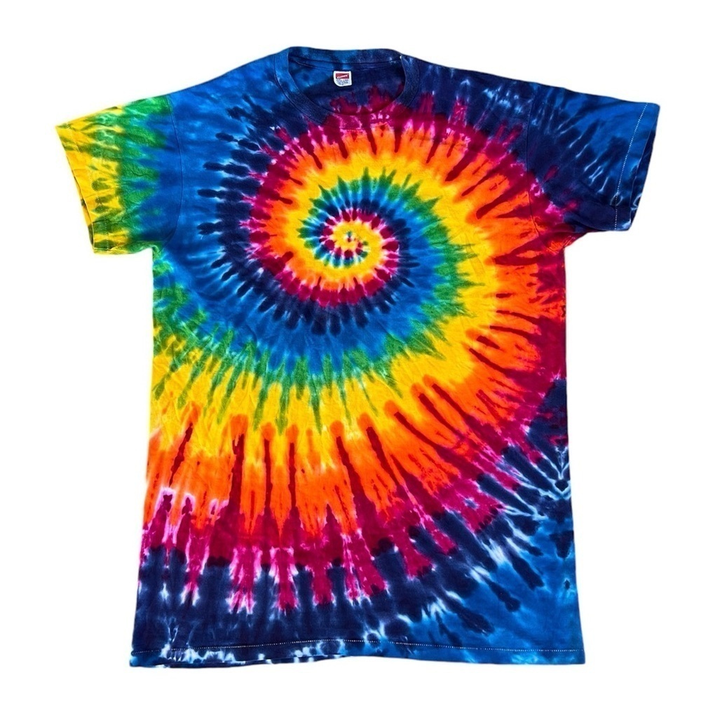 Vintage Hanes Rainbow Tie Dye Single Stitch T-Shirt 80s Size XXL EUC Psychedelic